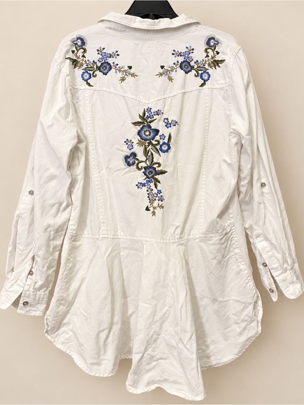 Back in the Saddle White Embroidered Denim High-Low XL